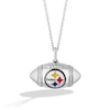 Thumbnail Image 0 of True Fans Pittsburgh Steelers Diamond Accent Football Necklace in Sterling Silver