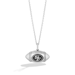 True Fans San Francisco 49ers Diamond Accent Football Necklace in Sterling Silver