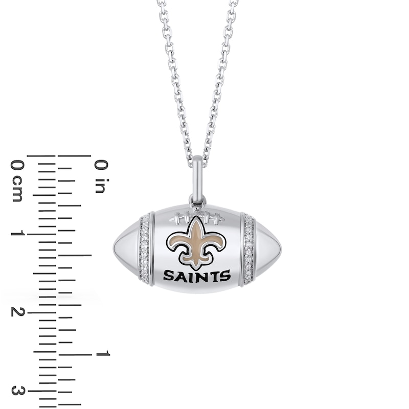 Main Image 2 of True Fans New Orleans Saints Diamond Accent Football Necklace in Sterling Silver