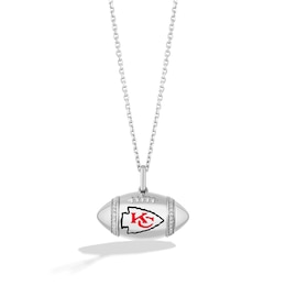 True Fans Kansas City Chiefs Diamond Accent Football Necklace in Sterling Silver