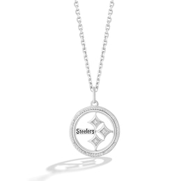 True Fans Pittsburgh Steelers 1/10 CT. T.W. Diamond Logo Necklace in Sterling Silver