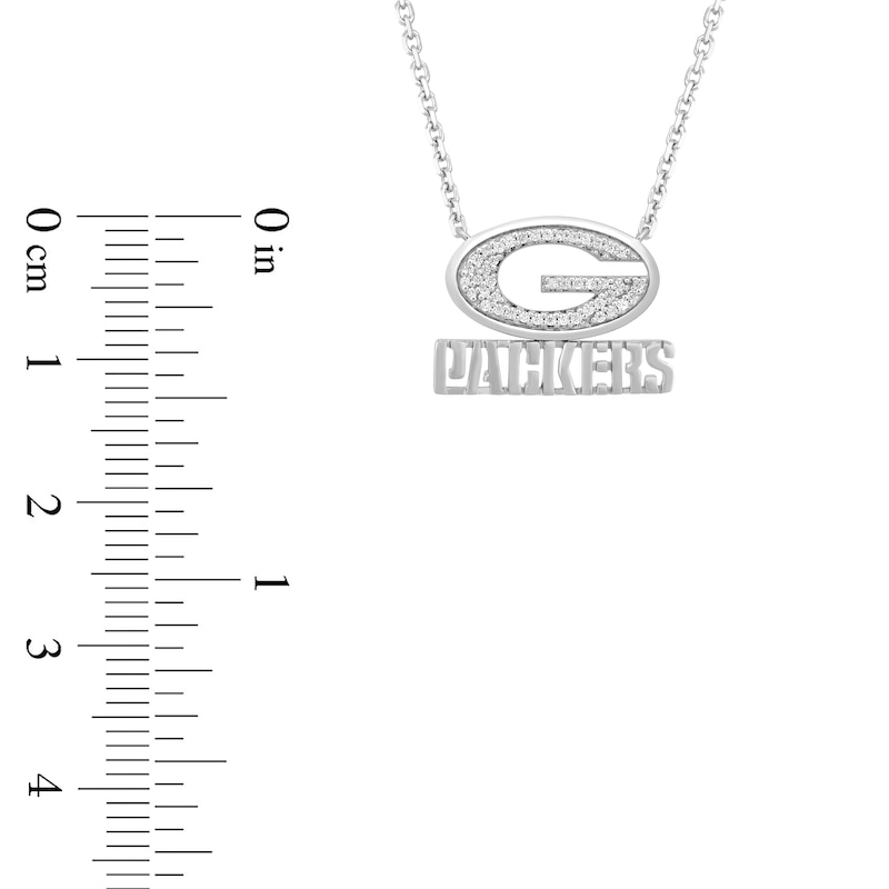 Main Image 2 of True Fans Green Bay Packers 1/10 CT. T.W. Diamond Logo Necklace in Sterling Silver