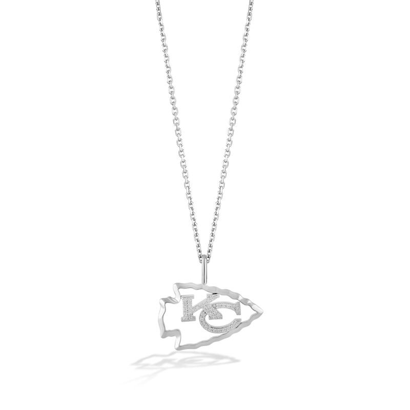 Main Image 1 of True Fans Kansas City Chiefs 1/10 CT. T.W. Diamond Logo Necklace in Sterling Silver