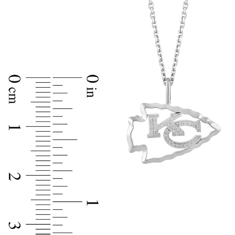 Main Image 2 of True Fans Kansas City Chiefs 1/10 CT. T.W. Diamond Logo Necklace in Sterling Silver