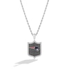 Thumbnail Image 0 of True Fans New England Patriots 1/5 CT. T.W. Diamond and Enamel Reversible Shield Necklace in Sterling Silver