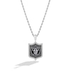 Thumbnail Image 1 of True Fans Las Vegas Raiders 1/5 CT. T.W. Diamond and Enamel Reversible Shield Necklace in Sterling Silver