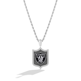 True Fans Las Vegas Raiders 1/5 CT. T.W. Diamond and Enamel Reversible Shield Necklace in Sterling Silver