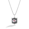 Thumbnail Image 1 of True Fans Kansas City Chiefs 1/5 CT. T.W. Diamond and Enamel Reversible Shield Necklace in Sterling Silver