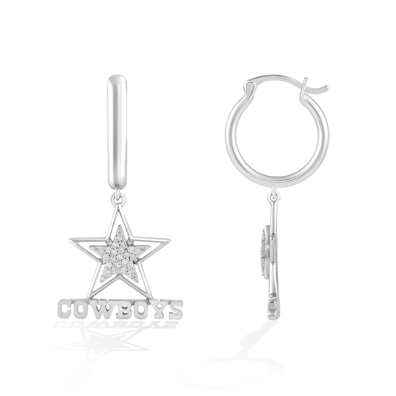 Main Image 2 of True Fans Dallas Cowboys 1/10 CT. T.W. Diamond Logo Earrings in Sterling Silver