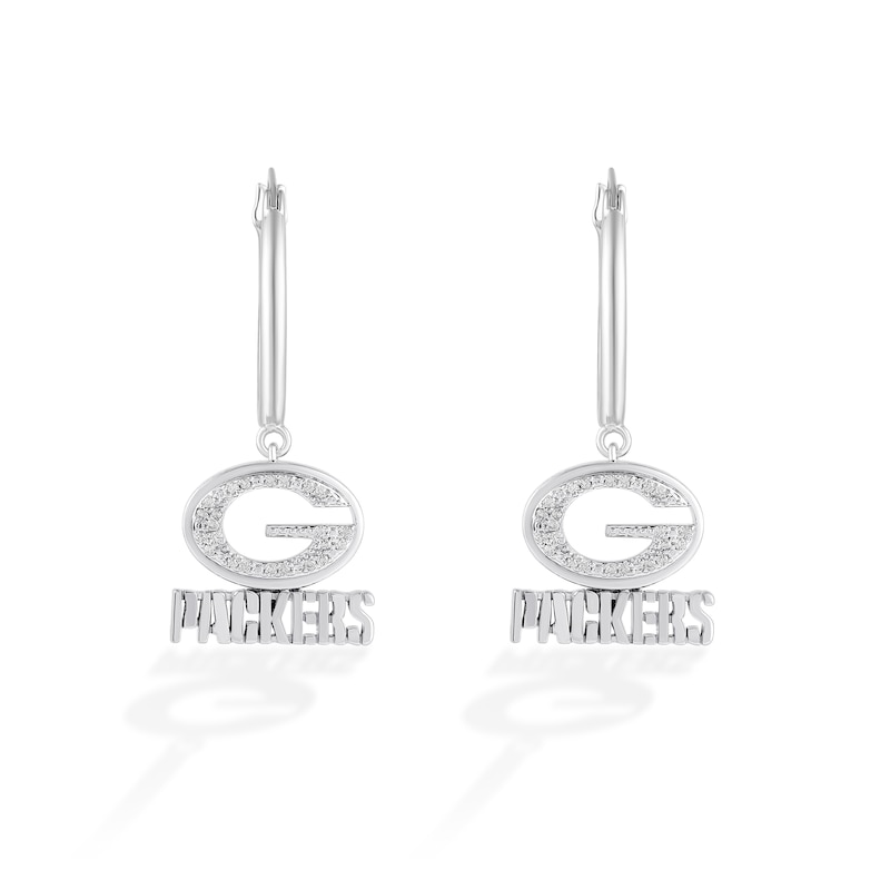 Main Image 1 of True Fans Greenbay Packers 1/10 CT. T.W. Diamond Logo Earrings in Sterling Silver