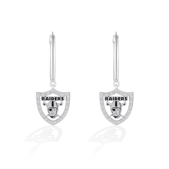 True Fans Las Vegas Raiders 1/10 CT. T.W. Diamond Logo Earrings in Sterling Silver