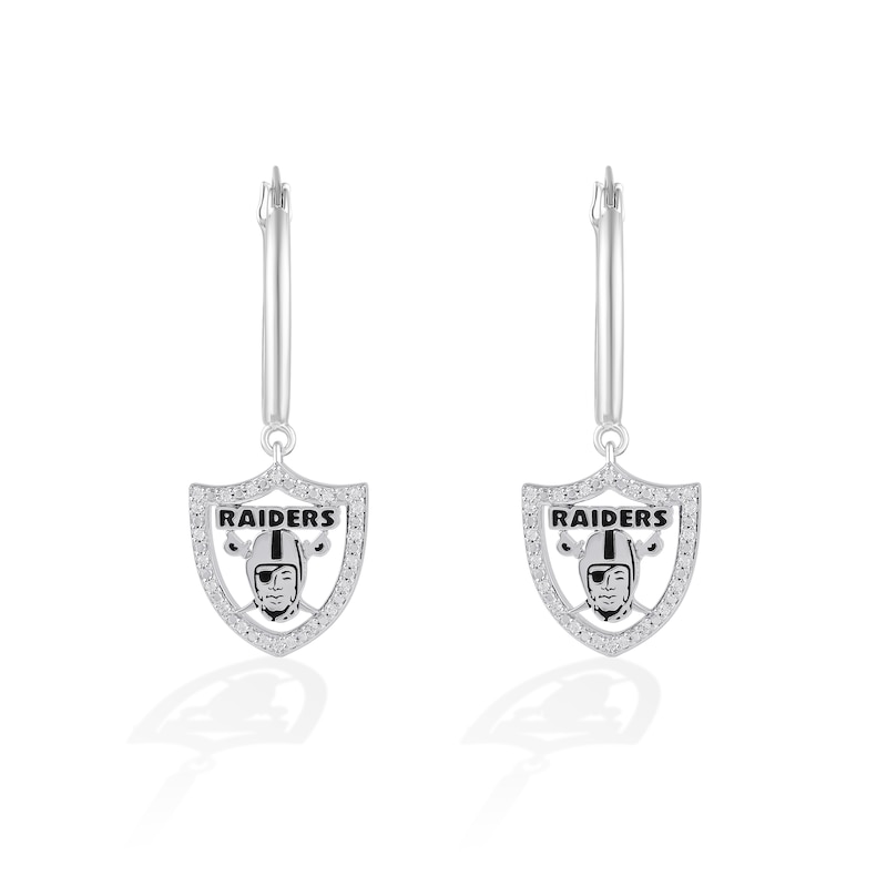 Main Image 1 of True Fans Las Vegas Raiders 1/10 CT. T.W. Diamond Logo Earrings in Sterling Silver