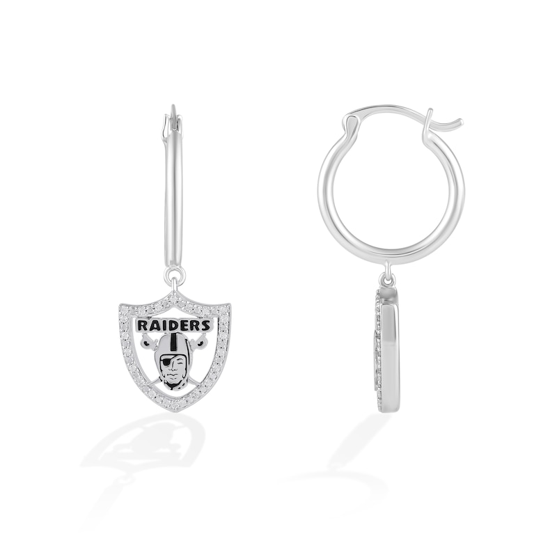 Main Image 2 of True Fans Las Vegas Raiders 1/10 CT. T.W. Diamond Logo Earrings in Sterling Silver