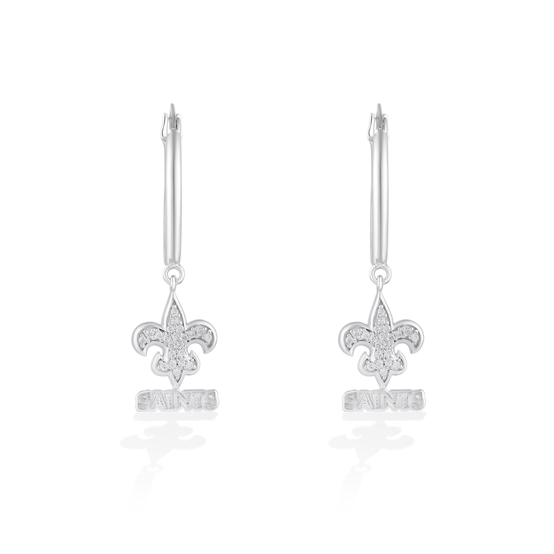 Main Image 1 of True Fans New Orleans Saints 1/10 CT. T.W. Diamond Logo Earrings in Sterling Silver