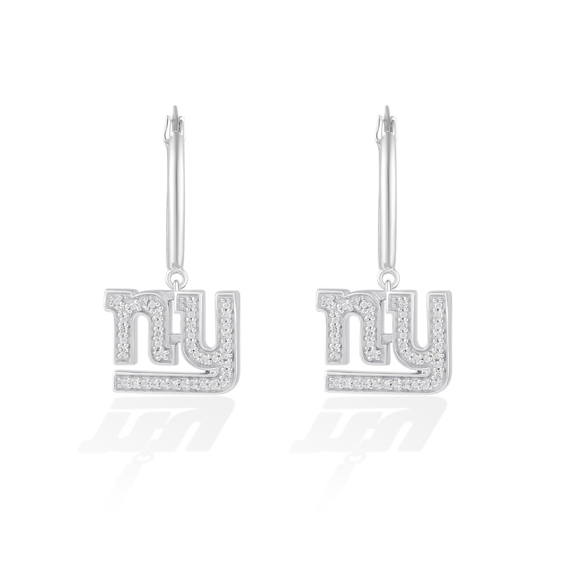 Main Image 1 of True Fans New York Giants 1/10 CT. T.W. Diamond Logo Earrings in Sterling Silver