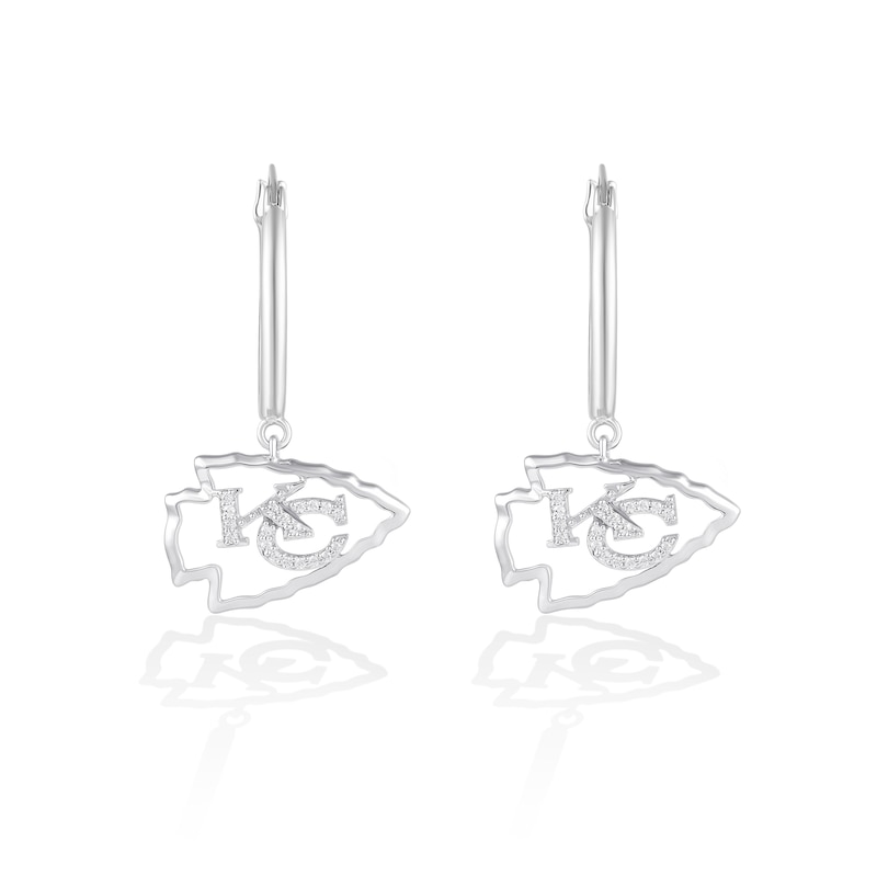 True Fans Kansas City Chiefs 1/10 CT. T.W. Diamond Logo Earrings in Sterling Silver