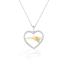 Thumbnail Image 1 of True Fans New England Patriots 1/10 CT. T.W. Diamond Heart Necklace in Sterling Silver & 10K Yellow Gold