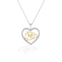 True Fans Kansas City Chiefs 1/10 CT. T.W. Diamond Heart Necklace in Sterling Silver & 10K Yellow Gold