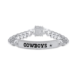 True Fans Dallas Cowboys 1/6 CT. T.W. Diamond Logo ID Bracelet in Sterling Silver
