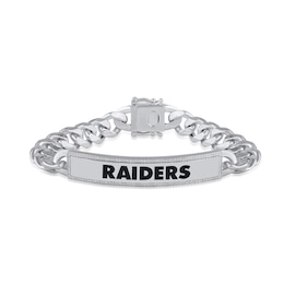 True Fans Las Vegas Raiders 1/6 CT. T.W. Diamond Logo ID Bracelet in Sterling Silver