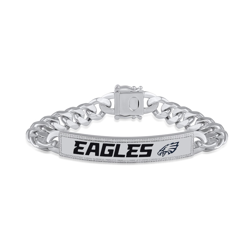 True Fans Philadelphia Eagles 1/6 CT. T.W. Diamond Logo ID Bracelet in Sterling Silver