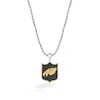 Thumbnail Image 0 of True Fans Philadelphia Eagles 3/8 CT. T.W. Black Diamond and Enamel Reversible Shield Necklace in 10K Yellow Gold & Sterling Silver