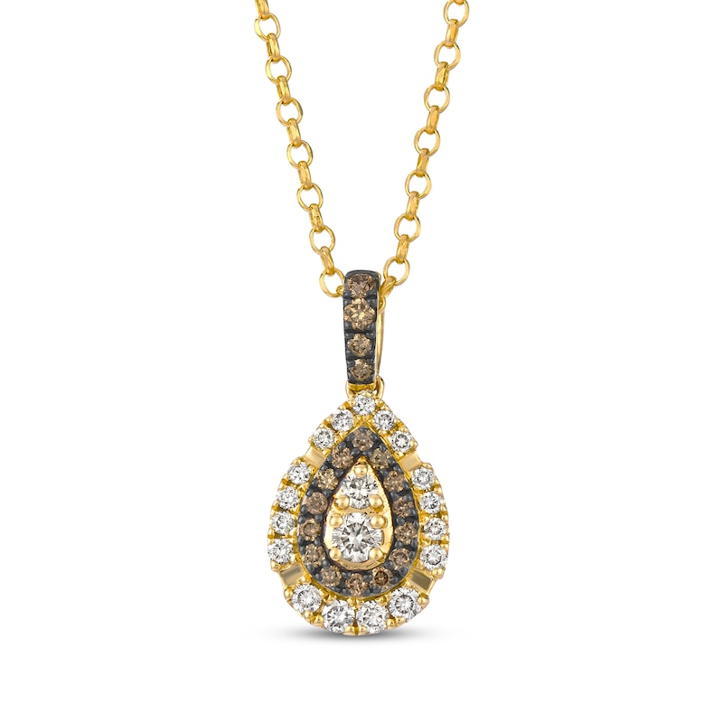 Main Image 1 of Le Vian Diamond Teardrop Necklace 3/8 ct tw 14K Honey Gold 19&quot;