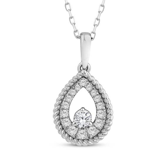 Threads of Love Diamond Teardrop Necklace 1/4 ct tw 10K White Gold 18"