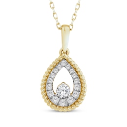 Threads of Love Diamond Teardrop Necklace 1/4 ct tw 10K Yellow Gold 18&quot;