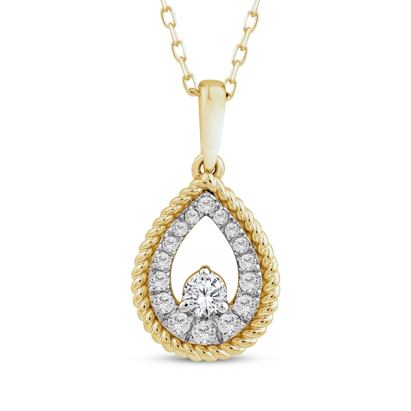 Threads of Love Diamond Teardrop Necklace 1/4 ct tw 10K Yellow Gold 18"