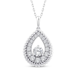 Threads of Love Diamond Teardrop Necklace 1 ct tw 10K White Gold 18&quot;