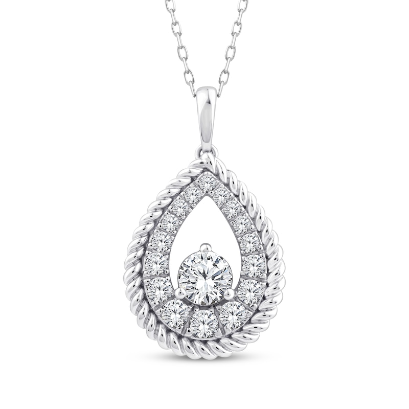 Main Image 1 of Threads of Love Diamond Teardrop Necklace 1 ct tw 10K White Gold 18&quot;