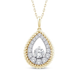 Threads of Love Diamond Teardrop Necklace 1 ct tw 10K Yellow Gold 18&quot;