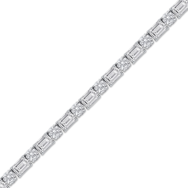 Emerald & Round-Cut Diamond Tennis Necklace 12-1/2 ct tw 14K White Gold 16"