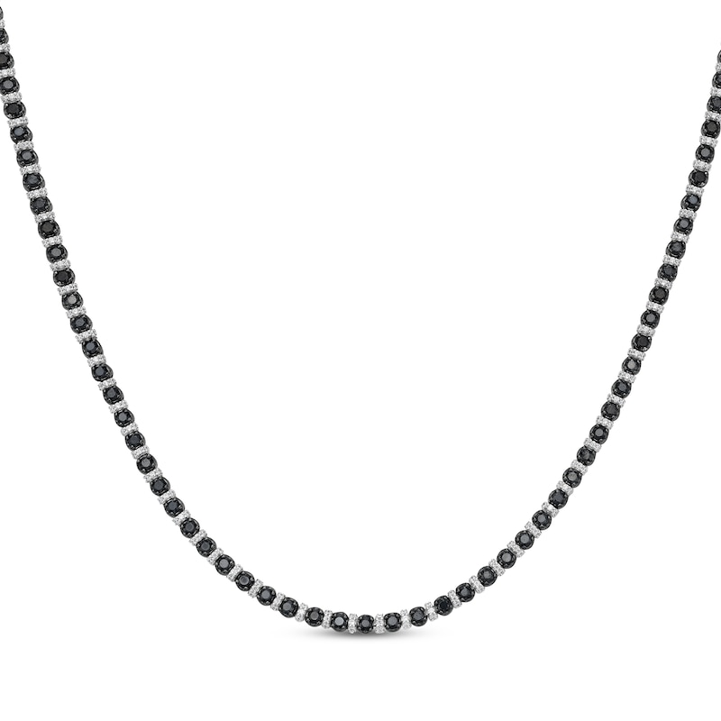 Main Image 1 of Men's Black & White Diamond Necklace 7-3/4 ct tw Sterling Silver 20&quot;