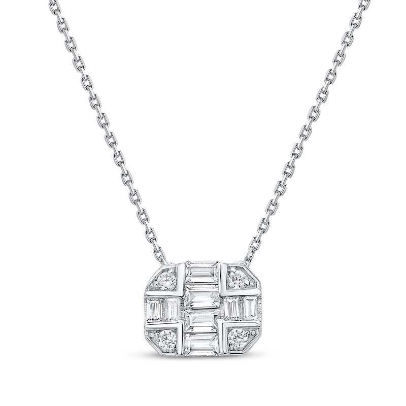 Main Image 1 of Multi-Diamond Octagon Necklace 1/4 ct tw Sterling Silver 18&quot;