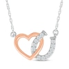 Thumbnail Image 0 of Diamond Horseshoe & Heart Necklace 1/15 ct tw Sterling Silver & 10K Rose Gold 18"