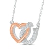 Thumbnail Image 1 of Diamond Horseshoe & Heart Necklace 1/15 ct tw Sterling Silver & 10K Rose Gold 18"
