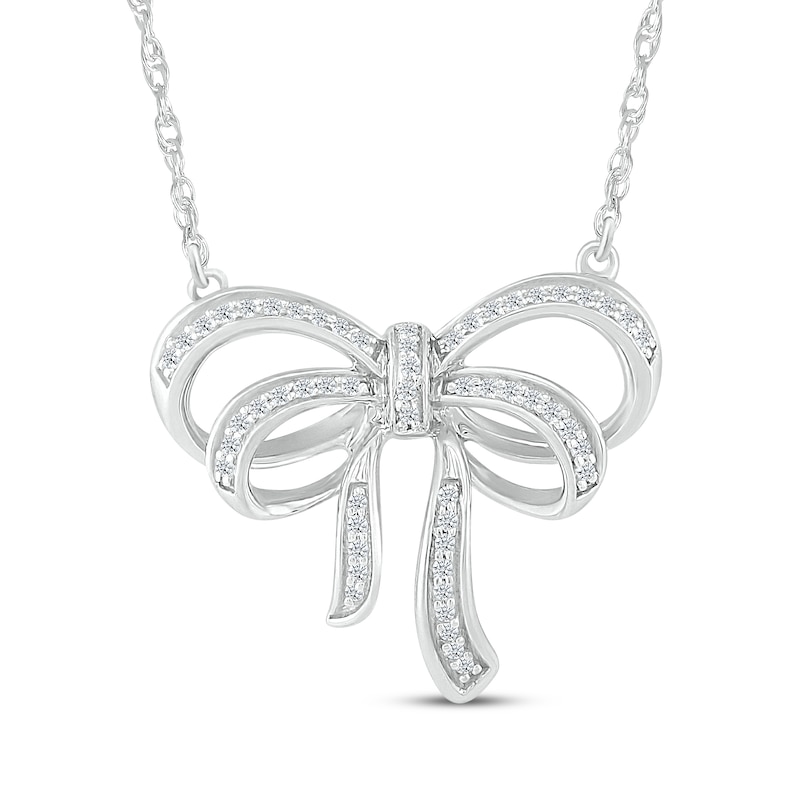 Main Image 1 of Diamond Double Bow Necklace 1/6 ct tw Sterling Silver 18&quot;