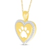 Thumbnail Image 2 of Diamond Heart Paw Print Cutout Necklace 1/8 ct tw 10K Yellow Gold 18&quot;