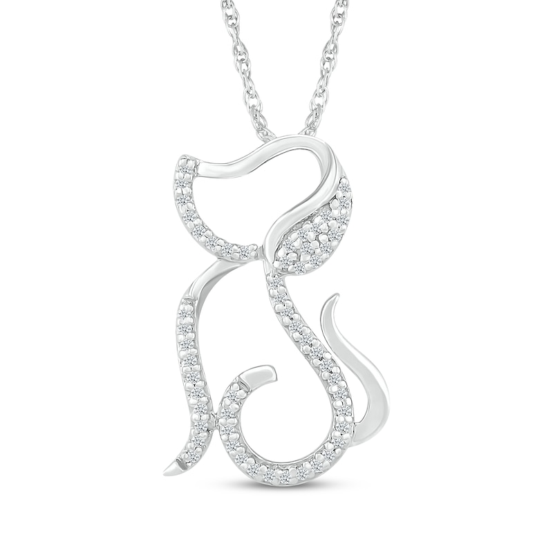 Main Image 1 of Diamond Dog Swirl Silhouette Necklace 1/10 ct tw Sterling Silver 18&quot;