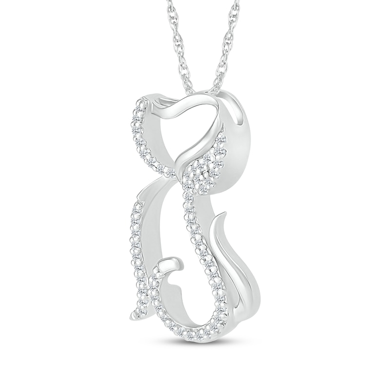 Main Image 2 of Diamond Dog Swirl Silhouette Necklace 1/10 ct tw Sterling Silver 18&quot;