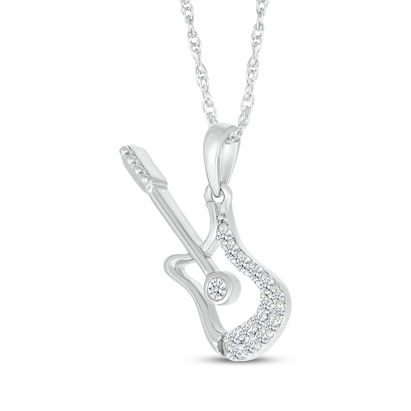 Main Image 2 of Diamond Guitar Necklace 1/8 ct tw Sterling Silver 18&quot;