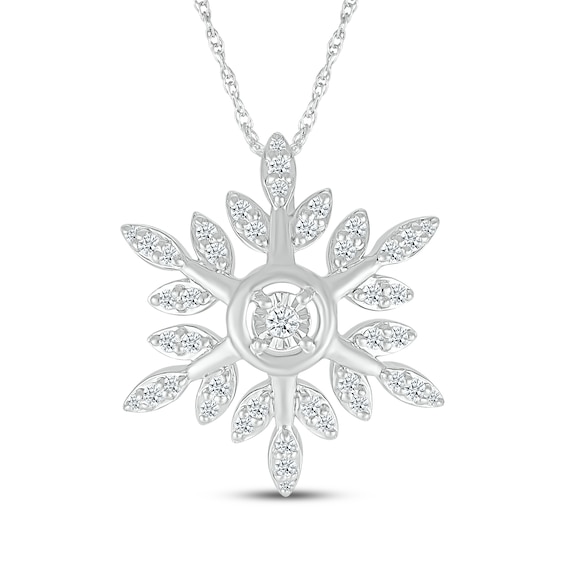 Diamond Snowflake Necklace 1/10 ct tw Sterling Silver 18"