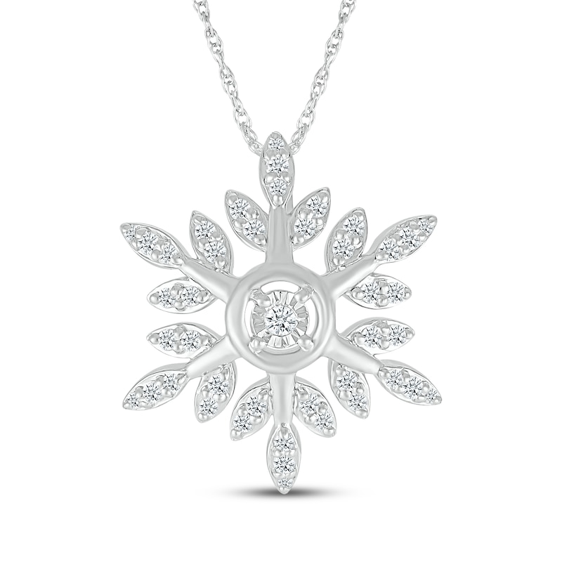 Main Image 1 of Diamond Snowflake Necklace 1/10 ct tw Sterling Silver 18&quot;