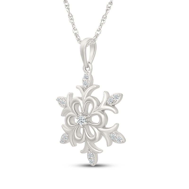 Main Image 2 of Diamond Snowflake Necklace 1/10 ct tw Sterling Silver 18&quot;