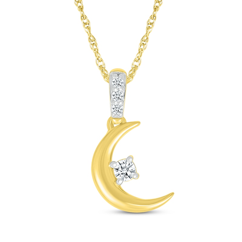 Main Image 1 of Diamond Crescent Moon Necklace 1/15 ct tw 10K Yellow Gold 18&quot;