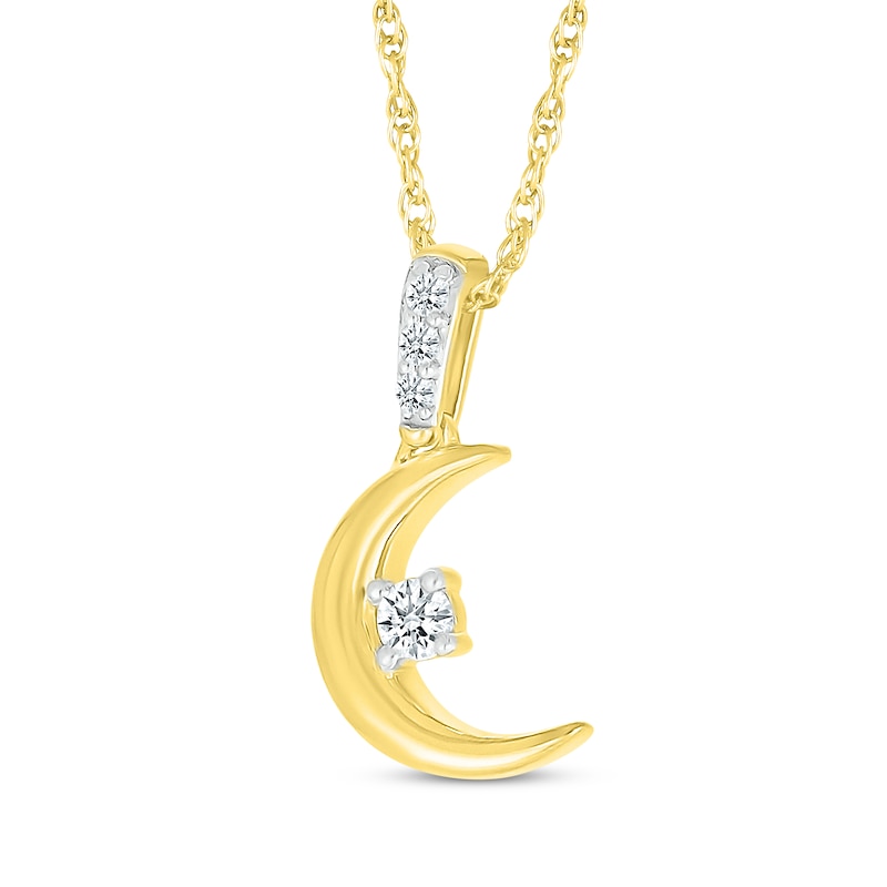 Main Image 2 of Diamond Crescent Moon Necklace 1/15 ct tw 10K Yellow Gold 18&quot;