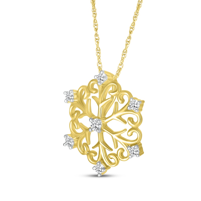 Main Image 2 of Diamond Snowflake Necklace 1/15 ct tw 10K Yellow Gold 18&quot;