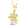 Thumbnail Image 2 of Diamond Tilted Paw Print Necklace 1/15 ct tw 10K Yellow Gold 18&quot;